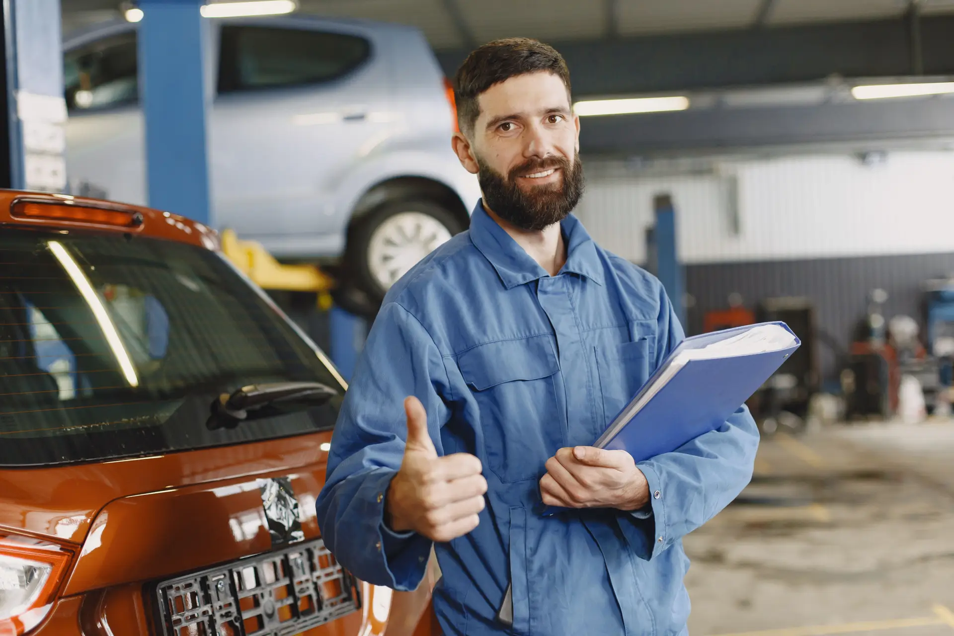 Mechanic with clipboard
